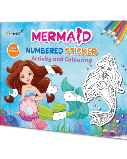 Mermaid Numbered Sticker Activity and Colouring book for ages 3+ kids : Sticker activity book, Children coloring and sticker book, Kids activity book, Coloring book for kids with over 150+ stickers