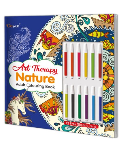 Art Therapy Mandala Adult Colouring Book Nature : Mandala Colouring Book, Adult Coloring Book Kit with 12 Sketch Pens, Fun for Adults, Relaxing Coloring workbook
