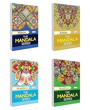 Animals, Art & Culture, Flora & Fauna and Patterns - The Mandala Series :- Colouring book for adults, Anti-stress colouring pages, Fun coloring book | Pack of 4 Colouring books